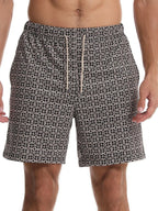 Trendsi black and white patterned summer casual men's shorts with elastic waistband and drawstring