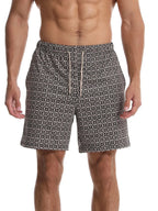 Trendsi summer casual men's shorts with black and white geometric pattern and adjustable drawstring waist
