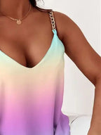 Trendsi sleeveless vest with chain straps in pastel gradient colors v-neck summer top