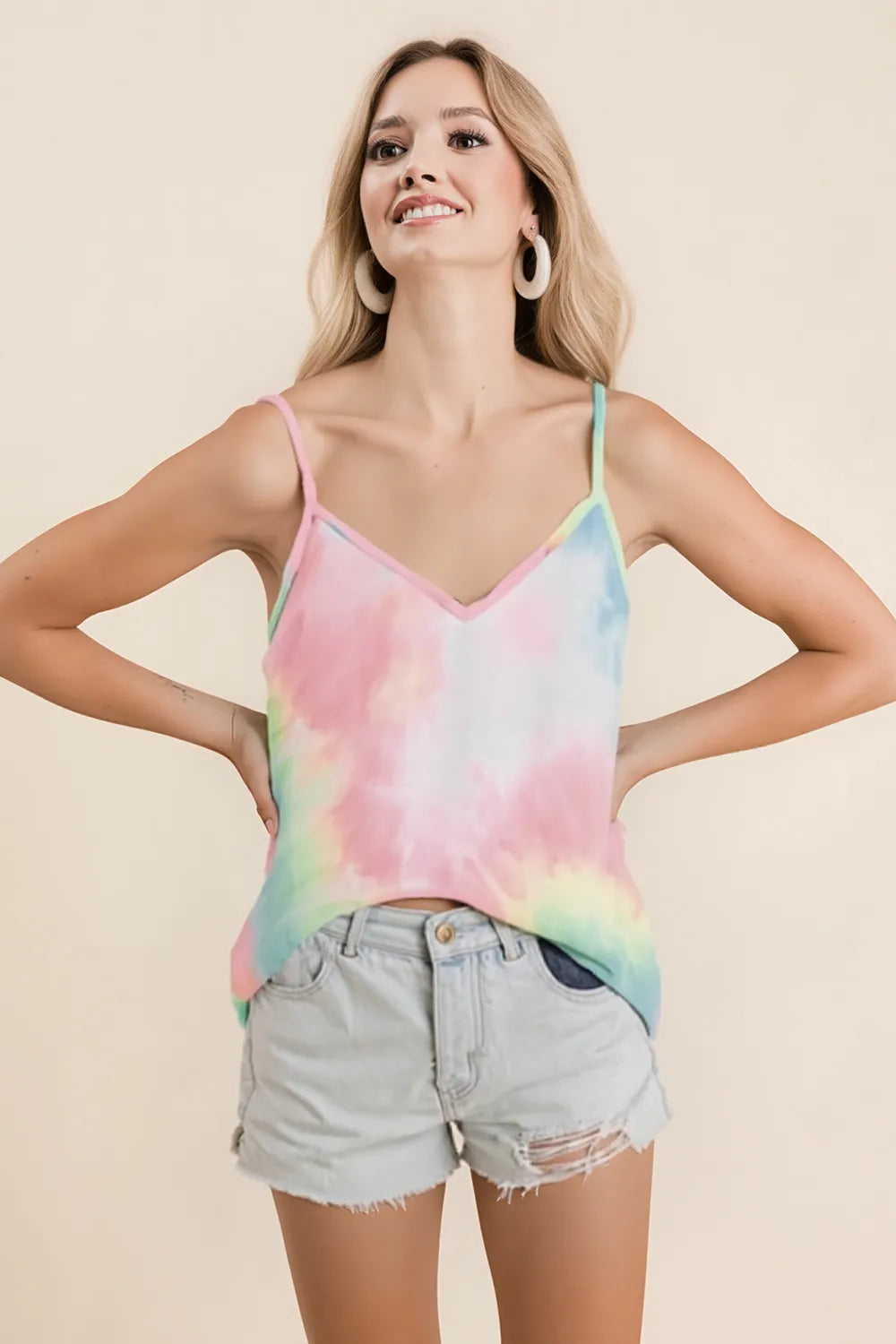 Trendsi Tie Dye Cami Top in pastel colors perfect for summer outfits and casual wear