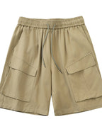 Trendsi comfortable men's cargo shorts in beige with elastic waistband and large side pockets
