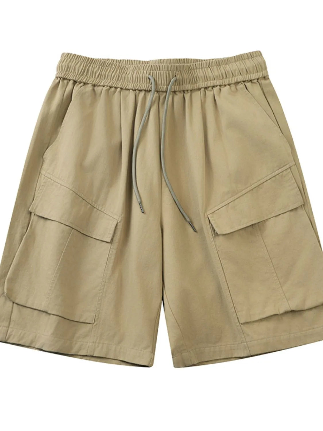 Trendsi comfortable men's cargo shorts in beige with elastic waistband and large side pockets